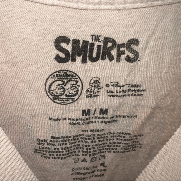 Smurfs Sunflower Gardening Good Vibes Cotton T-shirt Size Medium - Picture 3 of 7